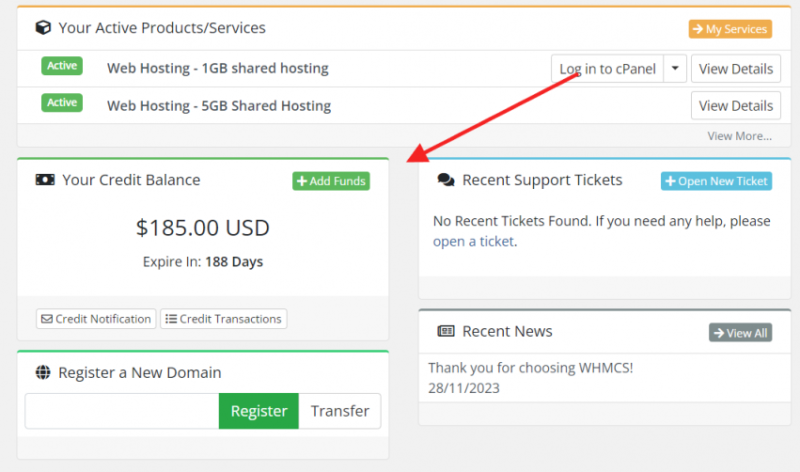 Display Credit Balance In WHMCS Client Area v1.1 – WHMCS ADDON - Image 2